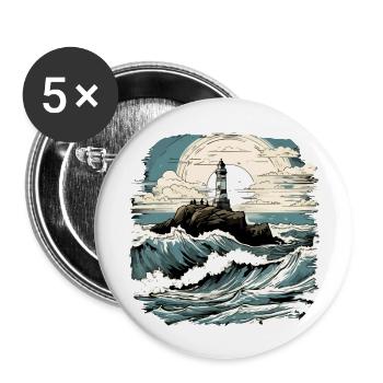 Phare Breton n°2 - Lot de 5 grands badges (56 mm) - blanc - Devant