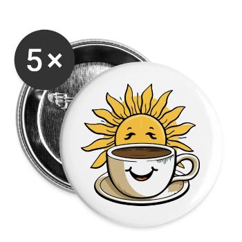 Morning sun and coffee - Buttons large 2.2''/56 mm (5-pack) - white - Front
