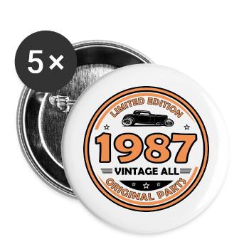 vintage 1987 - Lot de 5 grands badges (56 mm) - blanc - Devant