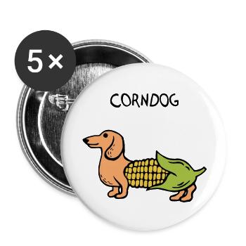 Corndog (Chien de maïs - Lot de 5 grands badges (56 mm) - blanc - Devant