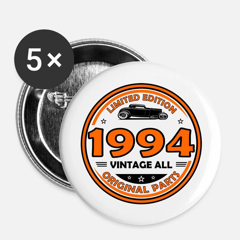 vintage 1994 - Buttons large 2.2''/56 mm (5-pack) - white