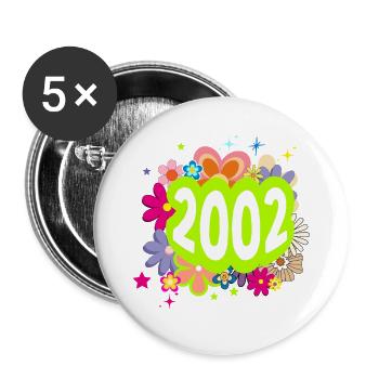 Jahr 2002 Jubiläum Floral Groovy - Buttons groß 56 mm (5er Pack) - Weiß - Vorne