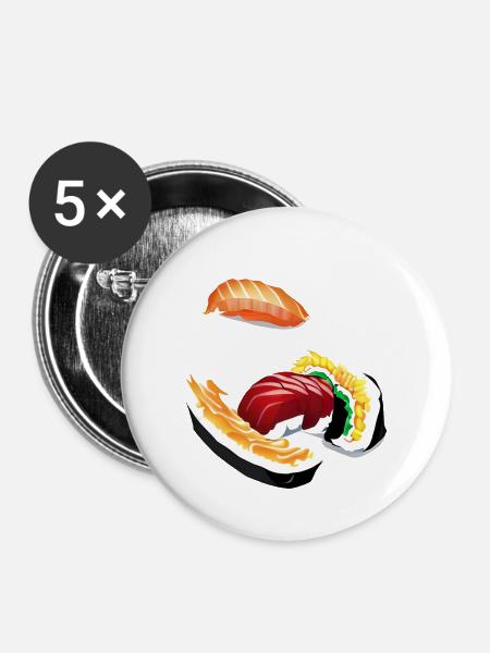 Sushi - Buttons groß 56 mm (5er Pack) - Weiß