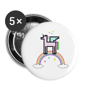 RetroUnicornRainbow - Buttons large 2.2''/56 mm (5-pack) - white - Front