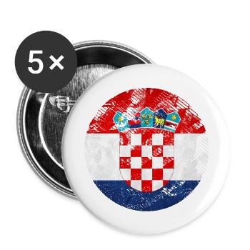 Croatie hrvatska croatie hrv voyage europe zagreb - Lot de 5 grands badges (56 mm) - blanc - Devant