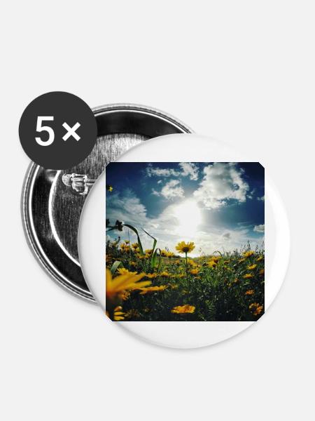 Blumenwiese - Buttons groß 56 mm (5er Pack) - Weiß