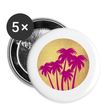 Circle Gold Palm Pink Holiday Deluxe South Seas Luxury - Buttons large 2.2''/56 mm (5-pack) - white - Front