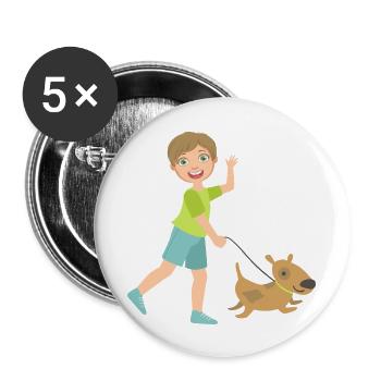 Hund - Buttons groß 56 mm (5er Pack) - Weiß - Vorne