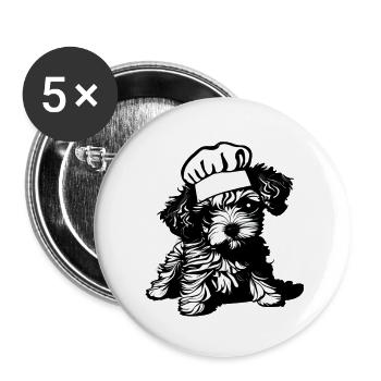 Caniche Dog Propriétaire Chien Amour Caniche Chiot Restaurateur - Lot de 5 grands badges (56 mm) - blanc - Devant