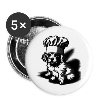 Caniche Dog Propriétaire Restaurateur Chien Amour Caniche Chiot - Lot de 5 grands badges (56 mm) - blanc - Devant