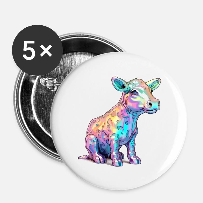 Riko the multicolored calf - Buttons large 2.2''/56 mm (5-pack) - white