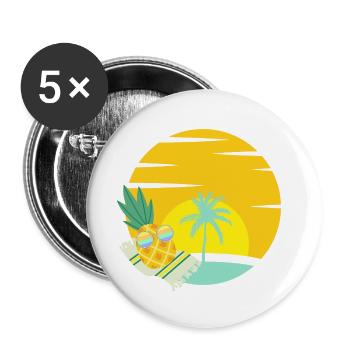 Pineapple with sunglasses on the beach - Buttons large 2.2''/56 mm (5-pack) - white - Front
