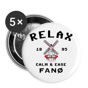 Fanø Dänemark, Windmühle in Sønderho, Relax - Buttons groß 56 mm (5er Pack) - Weiß - Vorne