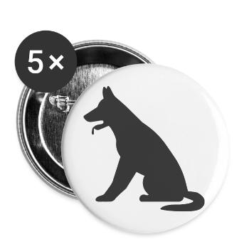 Hund - Buttons groß 56 mm (5er Pack) - Weiß - Vorne