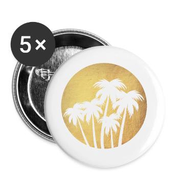 Circle Gold Palm Trees Luxury Vacation Round Chill South Seas - Buttons large 2.2''/56 mm (5-pack) - white - Front