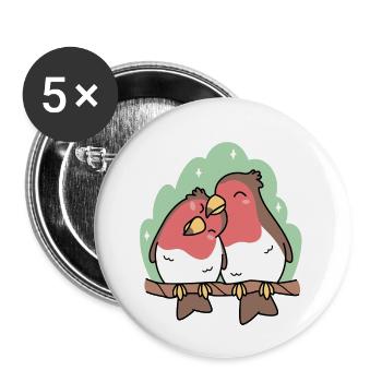 Vögel - Buttons groß 56 mm (5er Pack) - Weiß - Vorne