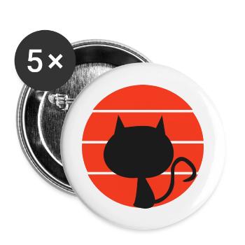 Teufelskatze im Retro-Stil - Buttons groß 56 mm (5er Pack) - Weiß - Vorne
