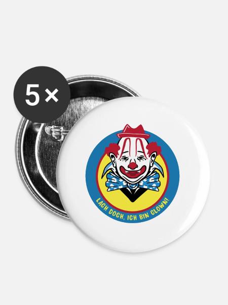 Clown Design - Buttons groß 56 mm (5er Pack) - Weiß