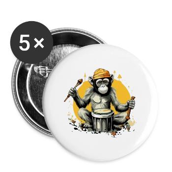Ziko der Affenmusiker - Buttons groß 56 mm (5er Pack) - Weiß - Vorne