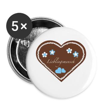 "Jahrmarkt-Liebe" Lieblingsmensch hellblau - Buttons groß 56 mm (5er Pack) - Weiß - Vorne