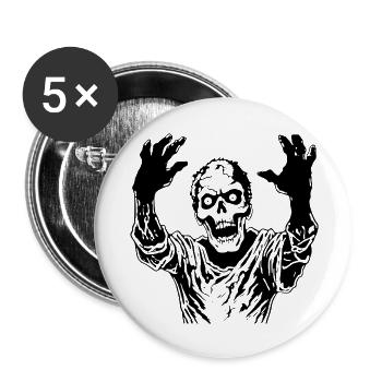 Zombie Untoter Halloween Horror - Buttons groß 56 mm (5er Pack) - Weiß - Vorne