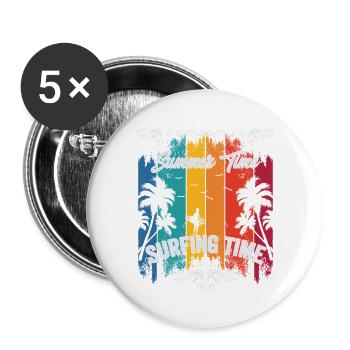 Temps de surf en été - Lot de 5 grands badges (56 mm) - blanc - Devant