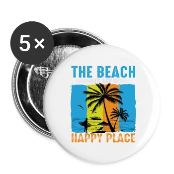 La plage est mon endroit heureux - Lot de 5 grands badges (56 mm) - blanc - Devant