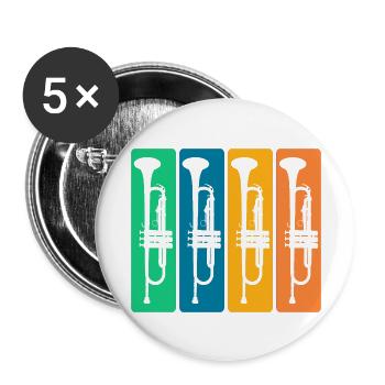 Collection of antique trumpets - Jazz Music - Buttons large 2.2''/56 mm (5-pack) - white - Front