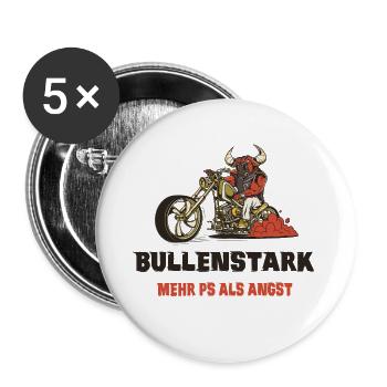 Motorrad Bullen Design - Buttons groß 56 mm (5er Pack) - Weiß - Vorne