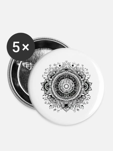 Mandala Zen n°3 - Buttons groß 56 mm (5er Pack) - Weiß