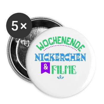 Cineast Binge Watching Movies Theater Statement - Buttons groß 56 mm (5er Pack) - Weiß - Vorne