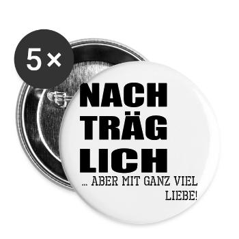 Nachträgliche Grüße Geburtstagswünsche Liebe - Buttons groß 56 mm (5er Pack) - Weiß - Vorne