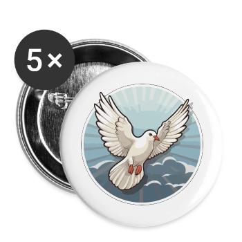 Frieden - Buttons groß 56 mm (5er Pack) - Weiß - Vorne