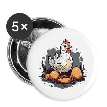Joo die Henne - Buttons groß 56 mm (5er Pack) - Weiß - Vorne