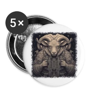 Déclaration troupeau de moutons Joke Cookers heureux - Lot de 5 grands badges (56 mm) - blanc - Devant