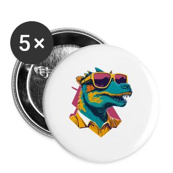 Dino Cool: Retro Ornithopods T-Shirt - Lot de 5 grands badges (56 mm) - blanc - Devant