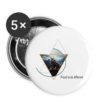 Hybride aigle-caméléon - Lot de 5 grands badges (56 mm) - blanc - Devant