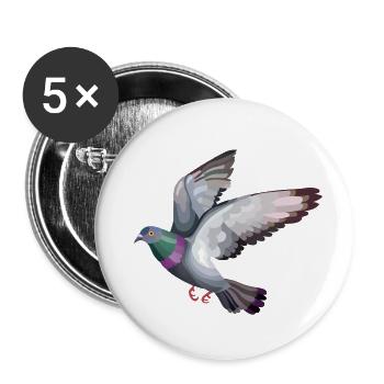 pigeon flies - Buttons large 2.2''/56 mm (5-pack) - white - Front