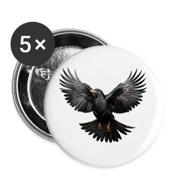 Alpendohle im Flug – Alpen Vogelmotiv - Buttons groß 56 mm (5er Pack) - Weiß - Vorne