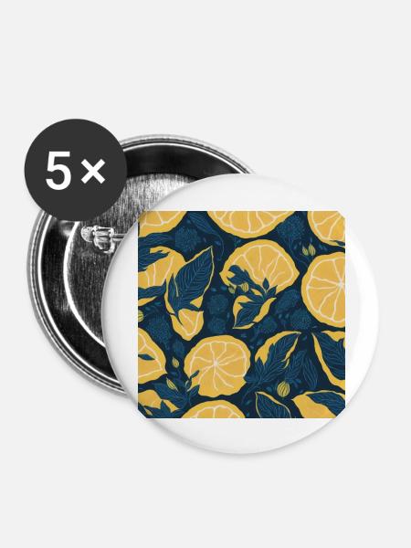 Zitrone - Buttons groß 56 mm (5er Pack) - Weiß