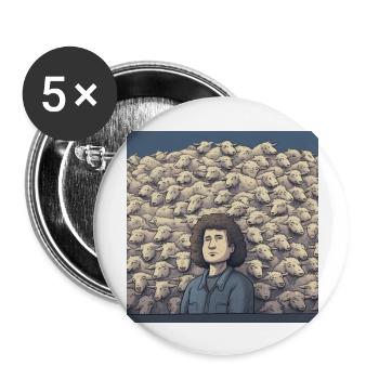 Lustighausen - Comic style sheep counting - Buttons groß 56 mm (5er Pack) - Weiß - Vorne