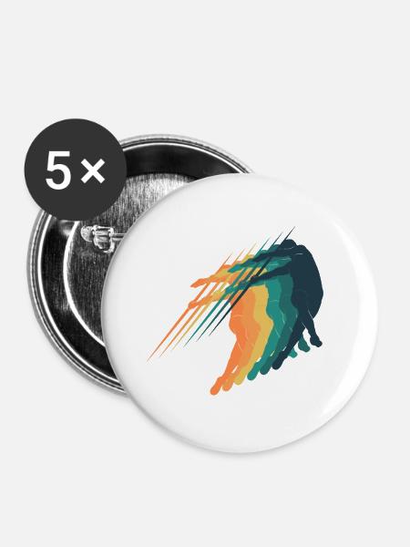 Retro-Speerwurf - Buttons groß 56 mm (5er Pack) - Weiß