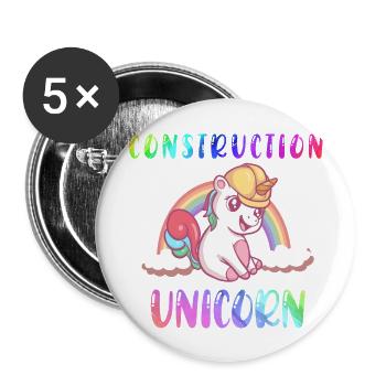 Excavatrice Ouvrier de chantier Fille I Cadeau - Lot de 5 grands badges (56 mm) - blanc - Devant