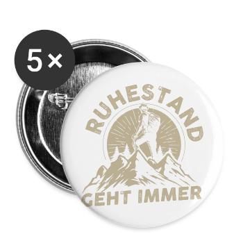 Ruhestand geht immer Renter Pension Männer Rente - Buttons groß 56 mm (5er Pack) - Weiß - Vorne