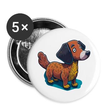 Cute dachshund - Buttons large 2.2''/56 mm (5-pack) - white - Front