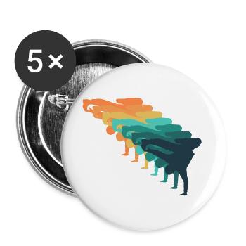 Retro-Breakdance - Buttons groß 56 mm (5er Pack) - Weiß - Vorne