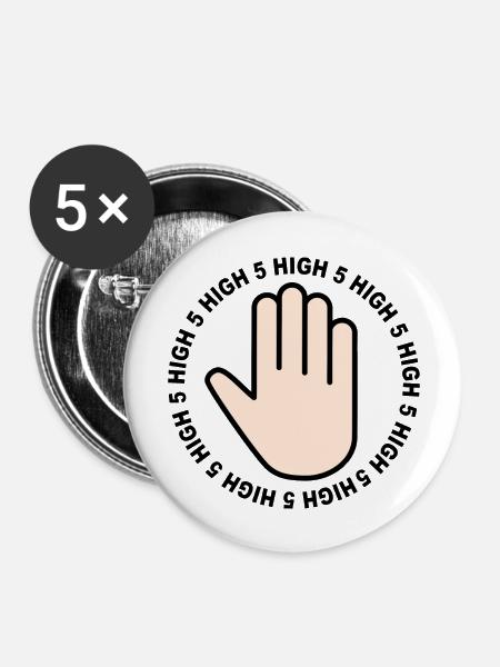Hoch 5 - Buttons groß 56 mm (5er Pack) - Weiß