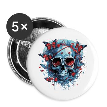 Drôle de zombie papillon - Lot de 5 grands badges (56 mm) - blanc - Devant