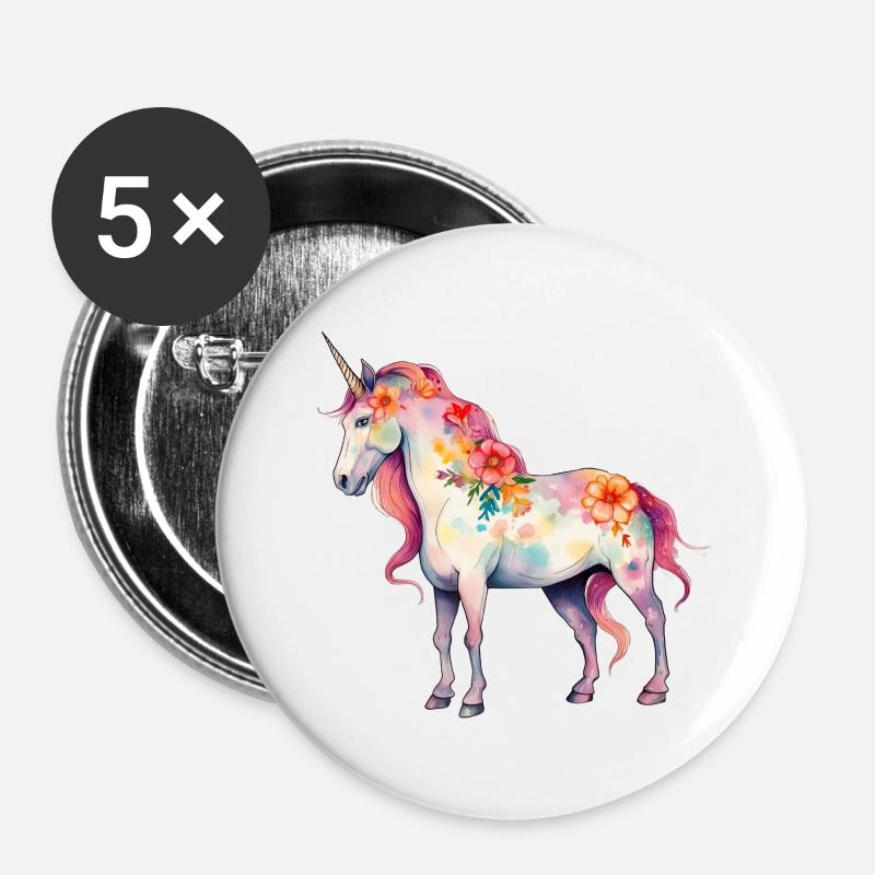 Mystic Unicorn Magic - Buttons large 2.2''/56 mm (5-pack) - white