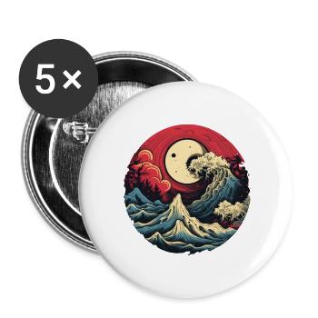 Ondes terrestres Lune - Lot de 5 grands badges (56 mm) - blanc - Devant